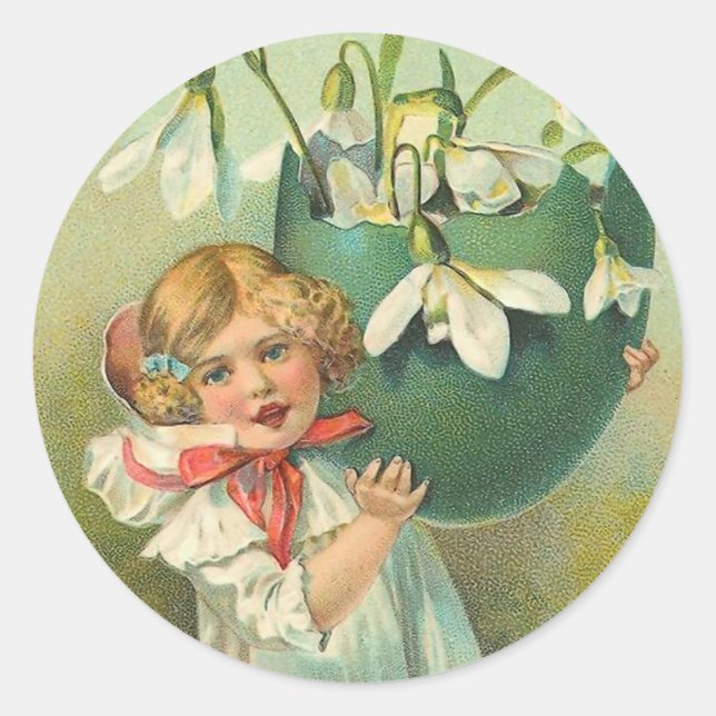 Vintage Osterkleber Runder Aufkleber (Vorderseite)
