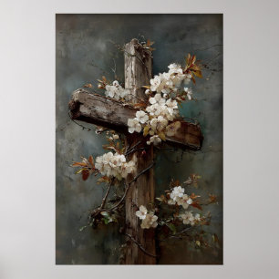 Vintage Osterkreuz-Wandkunst, christlicher Frühlin Poster