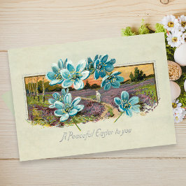 Vintage Osterlandschaft und Vergessenmerzen Feiertagskarte