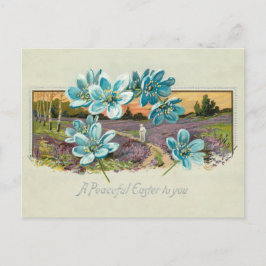 Vintage Osterlandschaft und Vergessenmerzen Feiertagspostkarte