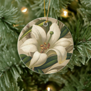 Vintage Osterlilien, Viktorianische Blume im Blut Keramik Ornament