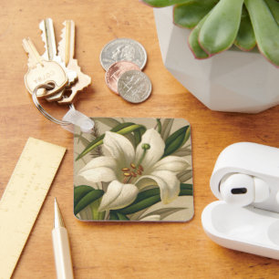 Vintage Osterlilien, Viktorianische Blume im Blut Schlüsselanhänger