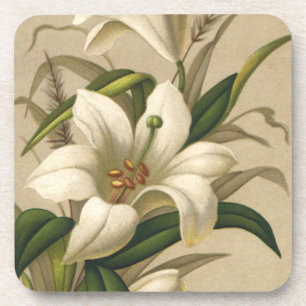 Vintage Osterlilien, Viktorianische Blume im Blut Untersetzer