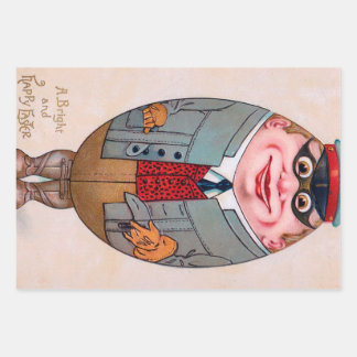Vintage Ostern Ei Man Spaß Mensch Geschenkpapier Set