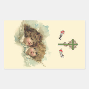 Vintage Ostern, Engelswesen Wolken im Himmel Rechteckiger Aufkleber