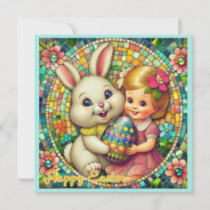 Vintage Ostern ~ FRÖHLICHE OSTERN ~ Hase ~ Feiertagskarte