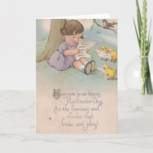 Vintage Ostern Glücklich wie Küken Feiertagskarte