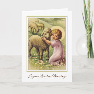 Vintage Ostern Religiöse Segnungen Gebet Feiertagskarte