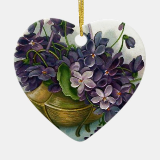 Vintage Ostern-Veilchen Keramikornament (Vorne)