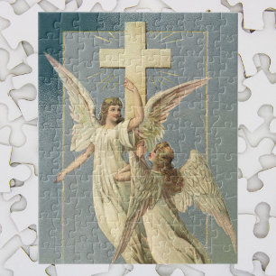 Vintage Ostern, viktorianische Engel mit einem Kre Puzzle