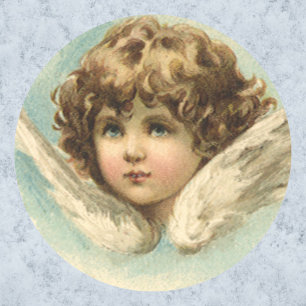 Vintage Ostern, viktorianischer Engel mit Lilienbl Runder Aufkleber