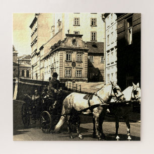 Vintage Österreich Wien Dreimaderlhaus Fiaker Puzzle