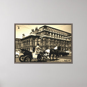 Vintage Österreich Wien Fiaker Staatsoper Oper Leinwanddruck