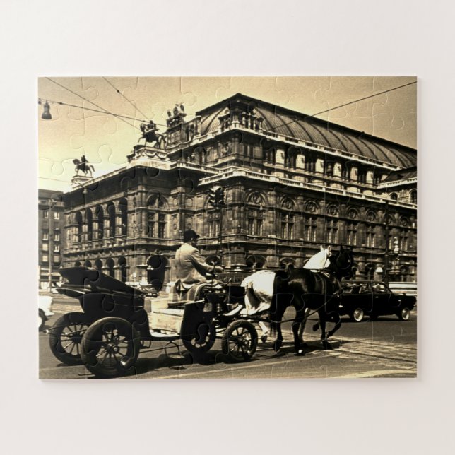 Vintage Österreich Wien Fiaker Staatsoper Oper Puzzle (Horizontal)