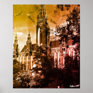Vintage Österreich Wien Rathaus Rathaus Poster