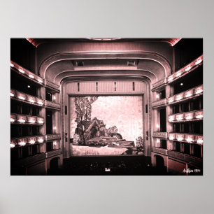 Vintage Österreich Wien Staatsoper Oper innen Poster