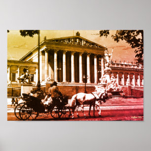 Vintage Österreich Wiener Parlament Poster
