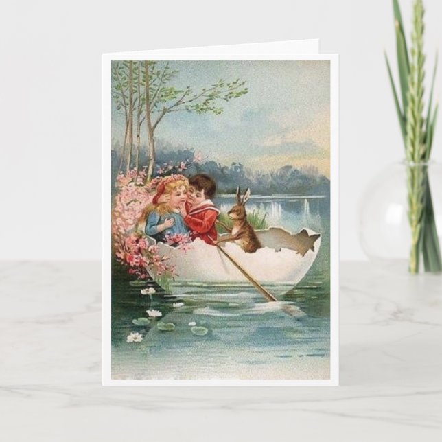 Vintage Osterromantik! Viktorianische Osterkarte Feiertagskarte (Vorderseite)