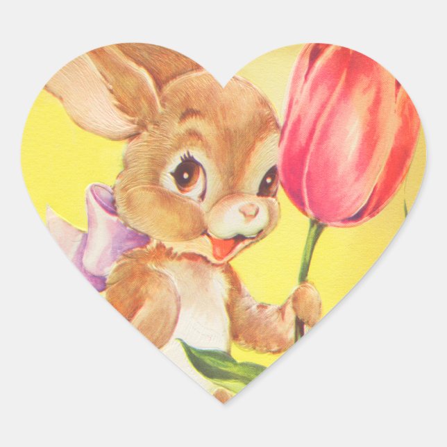 Vintage Ostersonnenklammer Herz-Aufkleber (Vorderseite)