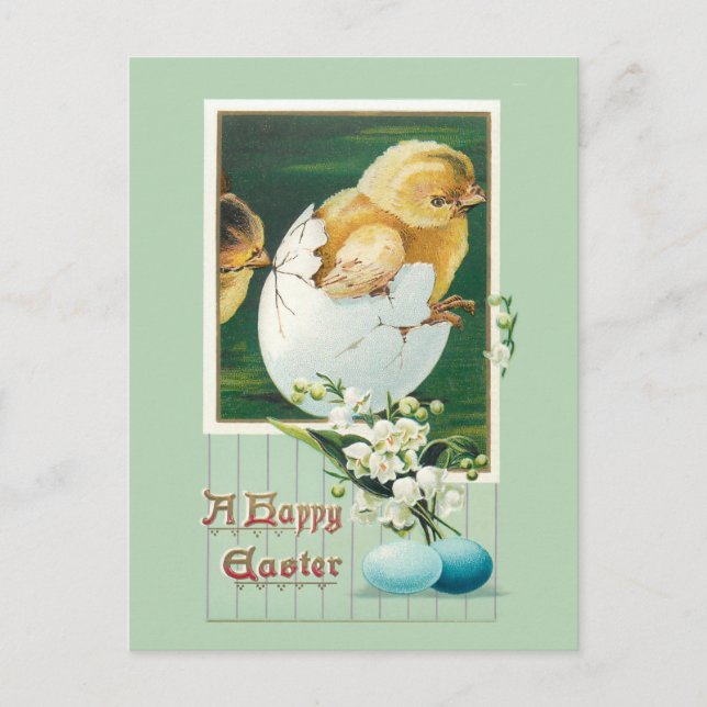 Vintage Osterstäbchen und Gruß Postkarte (Vorderseite)