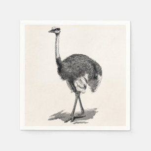 Vintage Ostrich-Vogel-Antiken-Vogel-Schablone Serviette