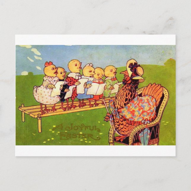 VINTAGE OSTSCHICKEN FEIERTAGSPOSTKARTE (Vorderseite)