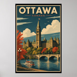 Vintage Ottawa Canada Travel Poster