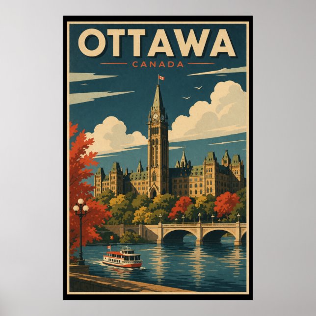 Vintage Ottawa Canada Travel Poster (Vorne)