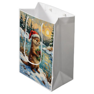 Vintage Otter mit Weihnachtskranz von Frozen Mittlere Geschenktüte