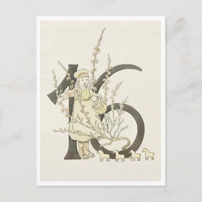 Vintage Ottilia Adelborg Blumennummer - 16 Postkarte (Vorderseite)