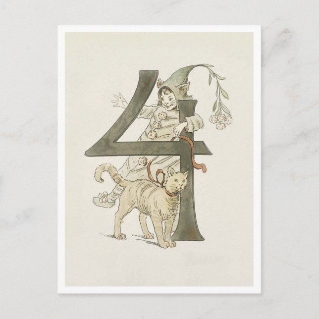 Vintage Ottilia Adelborg Blumennummer - 4 Postkarte (Vorderseite)