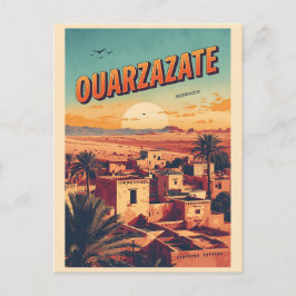 Vintage Ouarzazate city kasbah Sahara Desert moroc Postkarte
