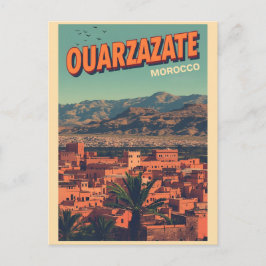 Vintage Ouarzazate city kasbah Sahara Desert moroc Postkarte