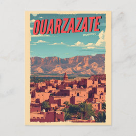 Vintage Ouarzazate city kasbah Sahara Desert moroc Postkarte