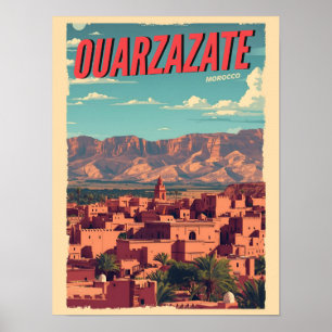 Vintage Ouarzazate Stadt Kasbah Sahara Wüste Marok Poster