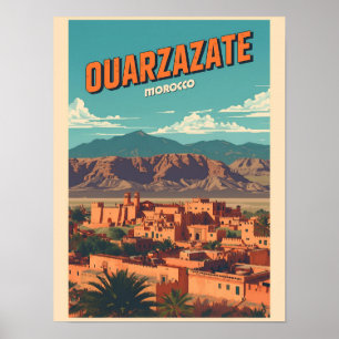 Vintage Ouarzazate Stadt Kasbah Sahara Wüste Marok Poster
