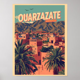 Vintage Ouarzazate Stadt Kasbah Sahara Wüste Marok Poster