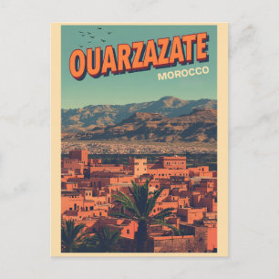 Vintage Ouarzazate Stadt Kasbah Sahara Wüste Marok Postkarte