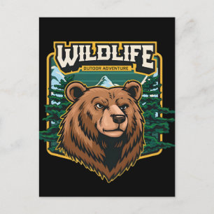 Vintage-Outdoor-Logo mit wütendem Grizzlybären Feiertagspostkarte
