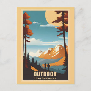Vintage Outdoor-Wander-Natur-Abenteuer Postkarte