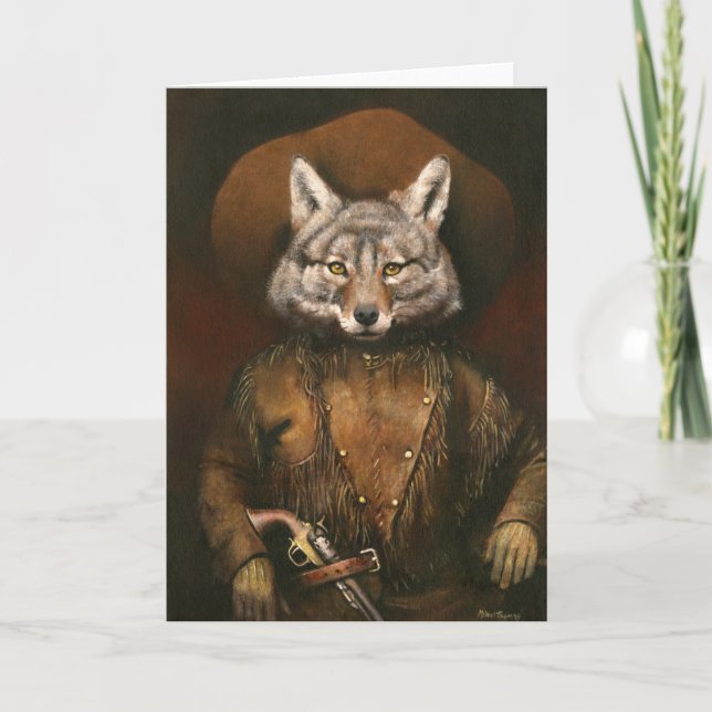 Vintage Outlaw Coyote Greetings Card Karte (Vorderseite)