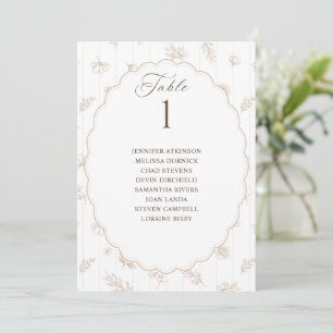 Vintage oval beige-braune Hochzeitssitzordnung