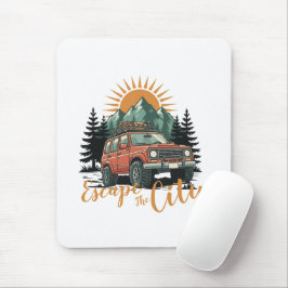 Vintage Overland 4x4 Abenteuer Flucht aus der Stad Mousepad