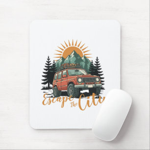 Vintage Overland 4x4 Abenteuer Flucht aus der Stad Mousepad