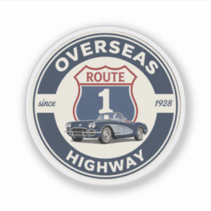 vintage Overseas Highway Florida Keys Straßengesch Aufkleber