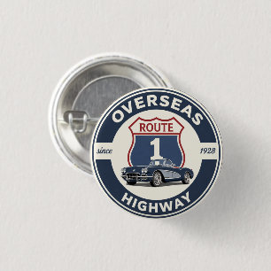 vintage Overseas Highway Florida Keys Straßengesch Button