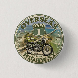 vintage Overseas Highway Florida Keys Straßengesch Button