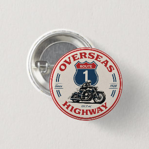 vintage Overseas Highway Florida Keys Straßengesch Button