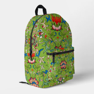 Vintage Owen Jones chinesisches Ornament grünes Bl Bedruckter Rucksack