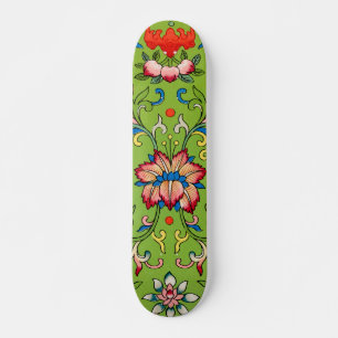 Vintage Owen Jones Chinesisches Ornament Grünes Fl Skateboard